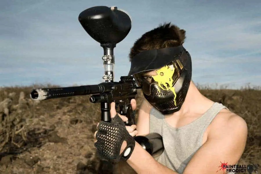Shooting paintball at someone