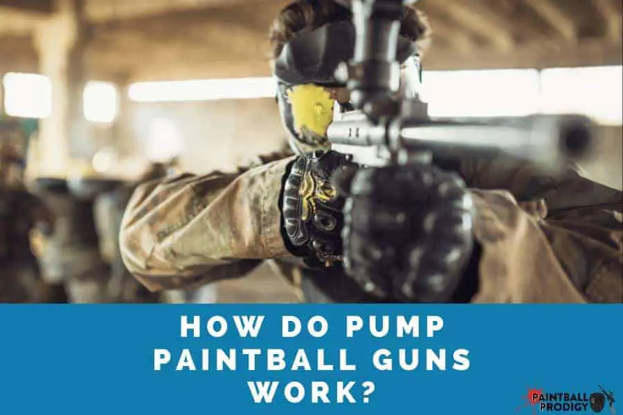 pump paintball gun in action