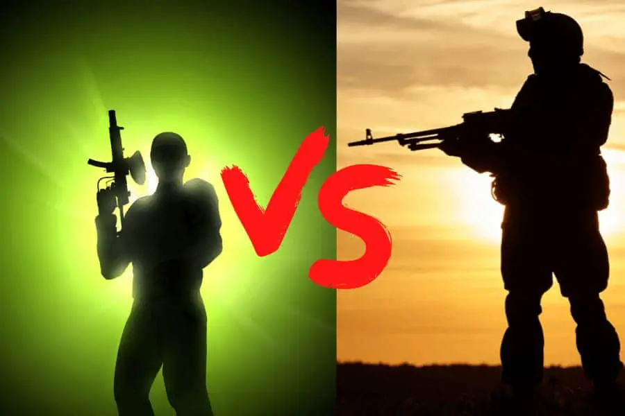 diferences between airsoft and paintball explained